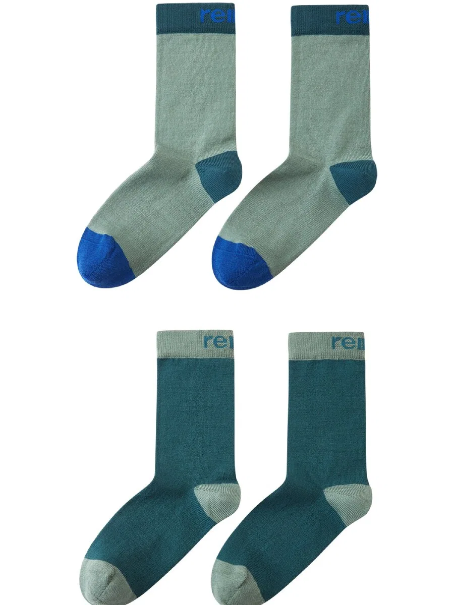 Спортивные носки Reima Athletic Socks 'Parit' светло-зеленого и темно-зеленого цвета