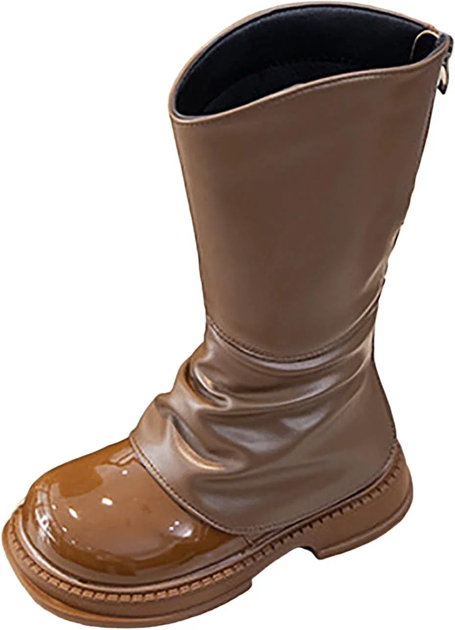 Детские сапоги для девочек с принтом, модель Girls Tall Mid Calf Riding Boots, Khaki
