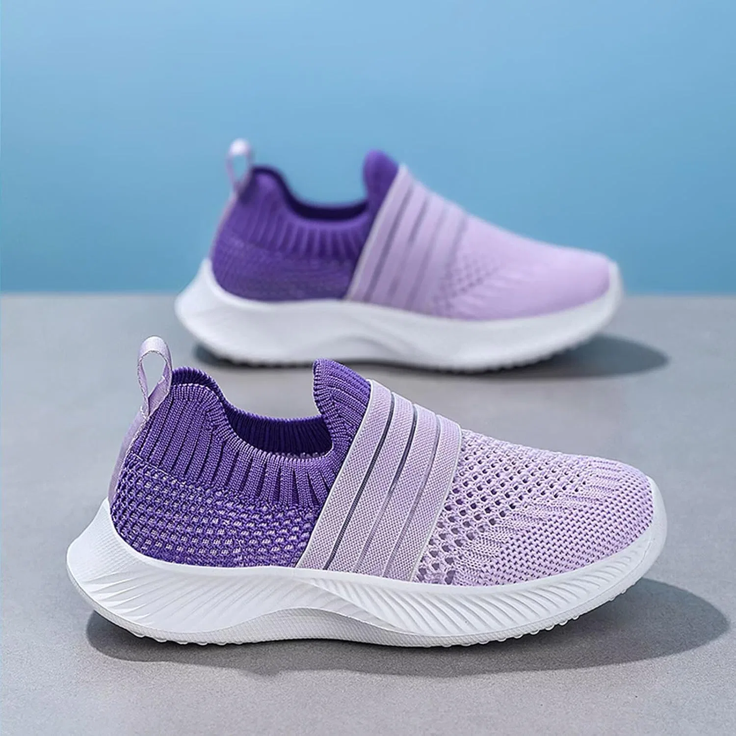 Детские кроссовки для девочек с принтом SOPMDH, Purple — фото 3