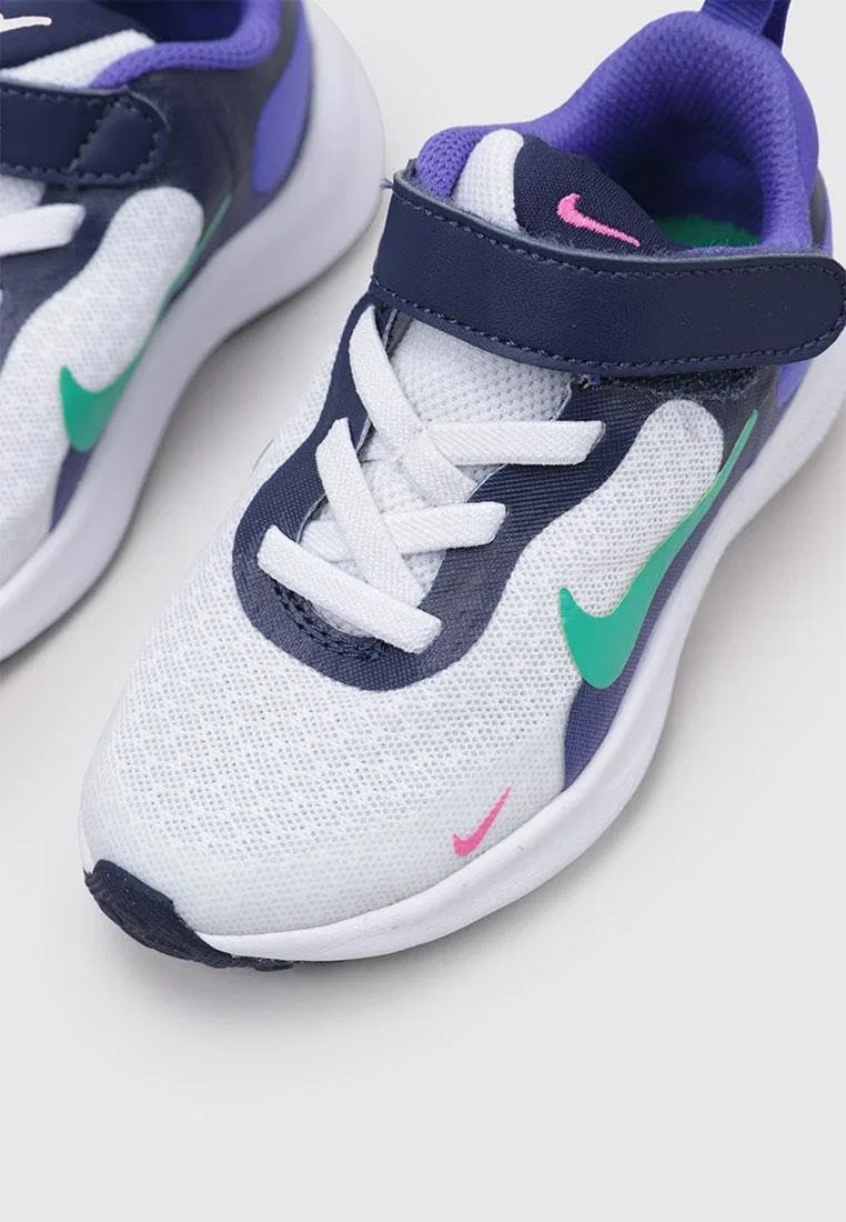 Детские кроссовки с эластичными шнурками Revolution 7 NIKE, White Stadium Green Persian Violet — фото 2
