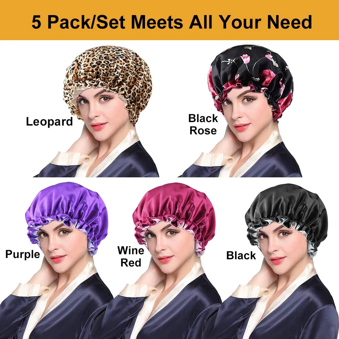 Шапочка для душа Satin Bonnet, 5 шт, Heniho, C-3pcs solid + 2pcs printing — фото 4