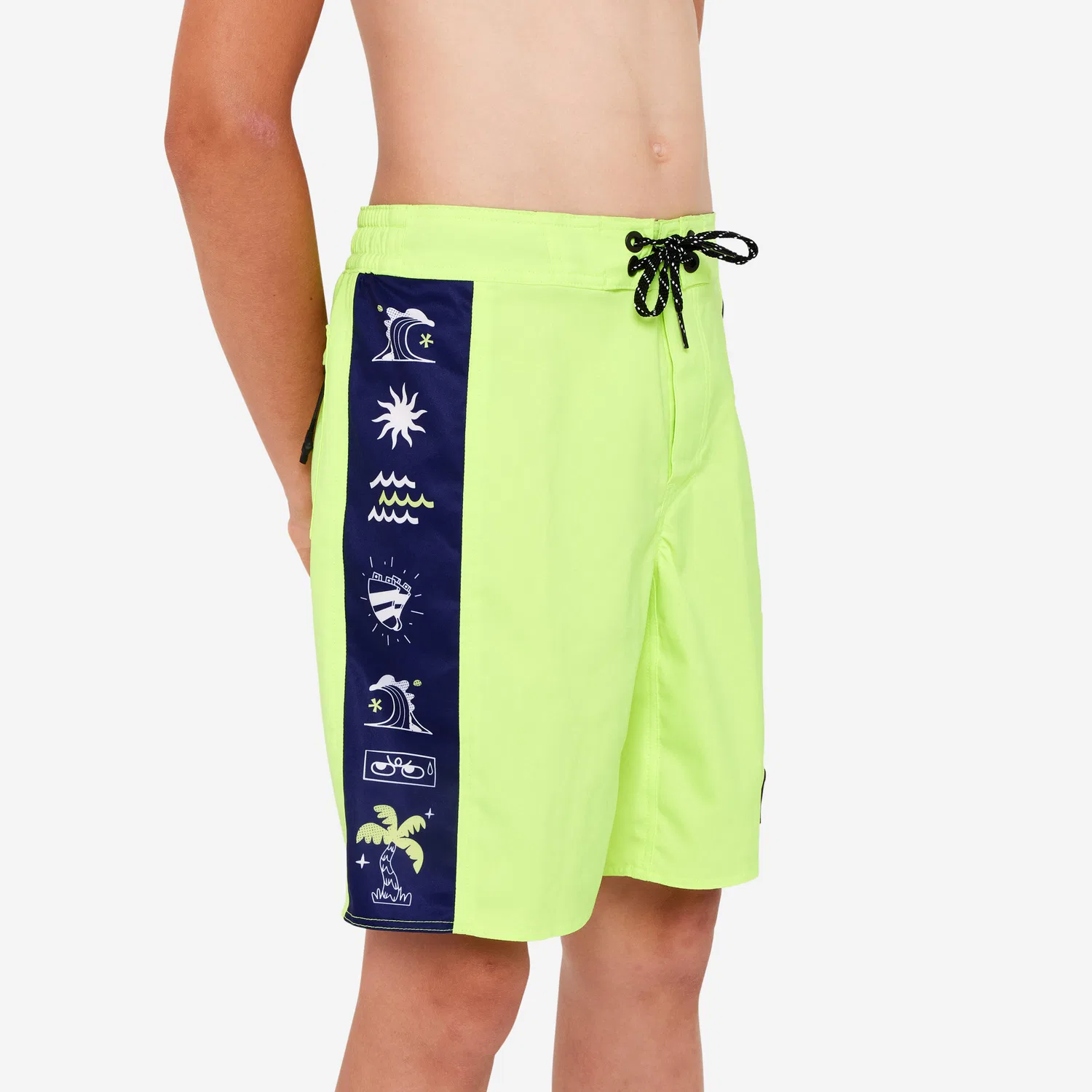 Детские плавки для мальчиков с принтом Surfen Jungen 900 Decathlon, Fluoreszierendes Hellgelb — фото 3