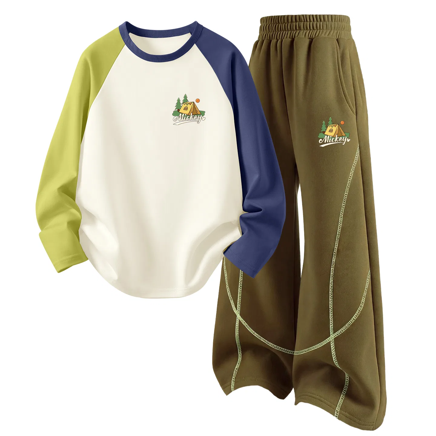 Детский комплект спортивной одежды с круглым вырезом Disney, K Green Blue+K Autumn Wild Brown