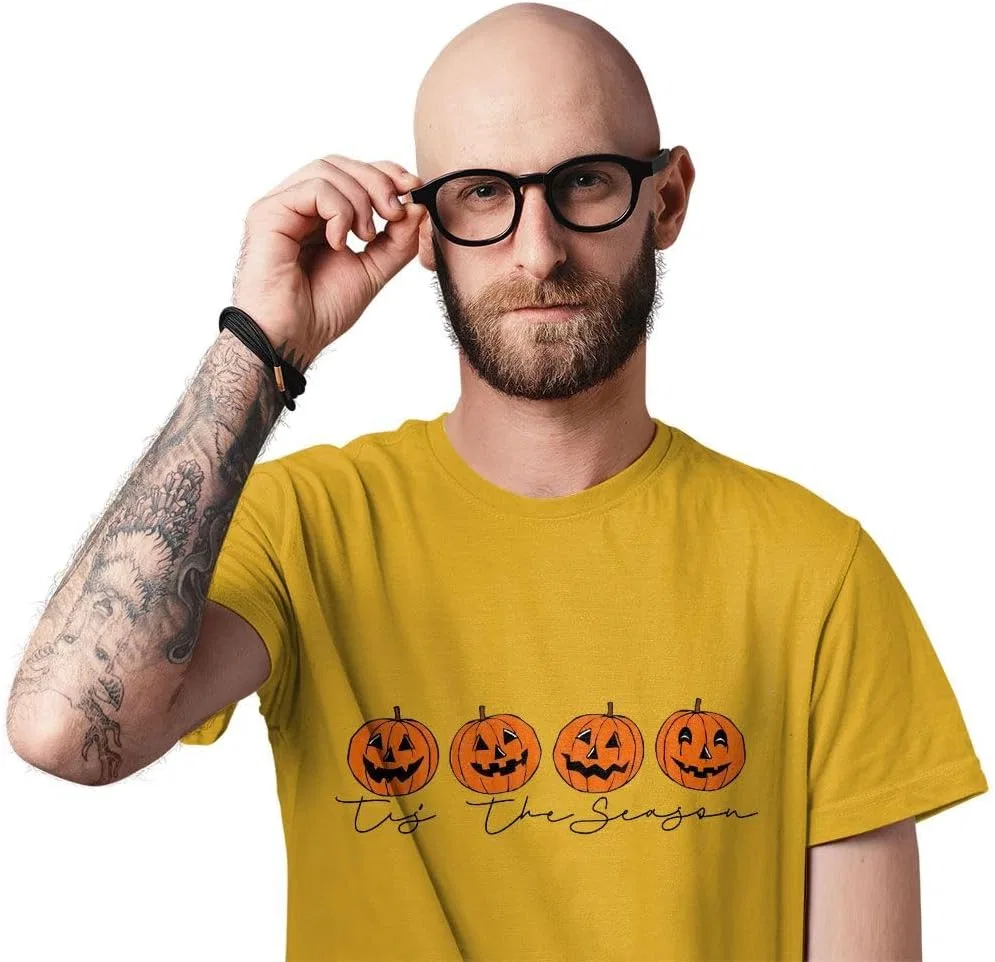 Футболка с принтом Pumpkin Design Outlandish Obsessions, Heather Yellow Gold — фото 4