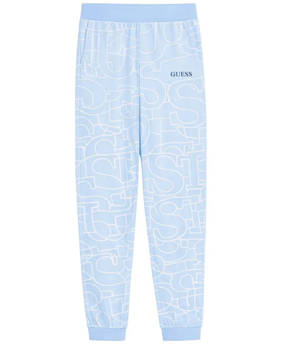 Детские спортивные брюки из французского футера, с принтом GUESS, Blue