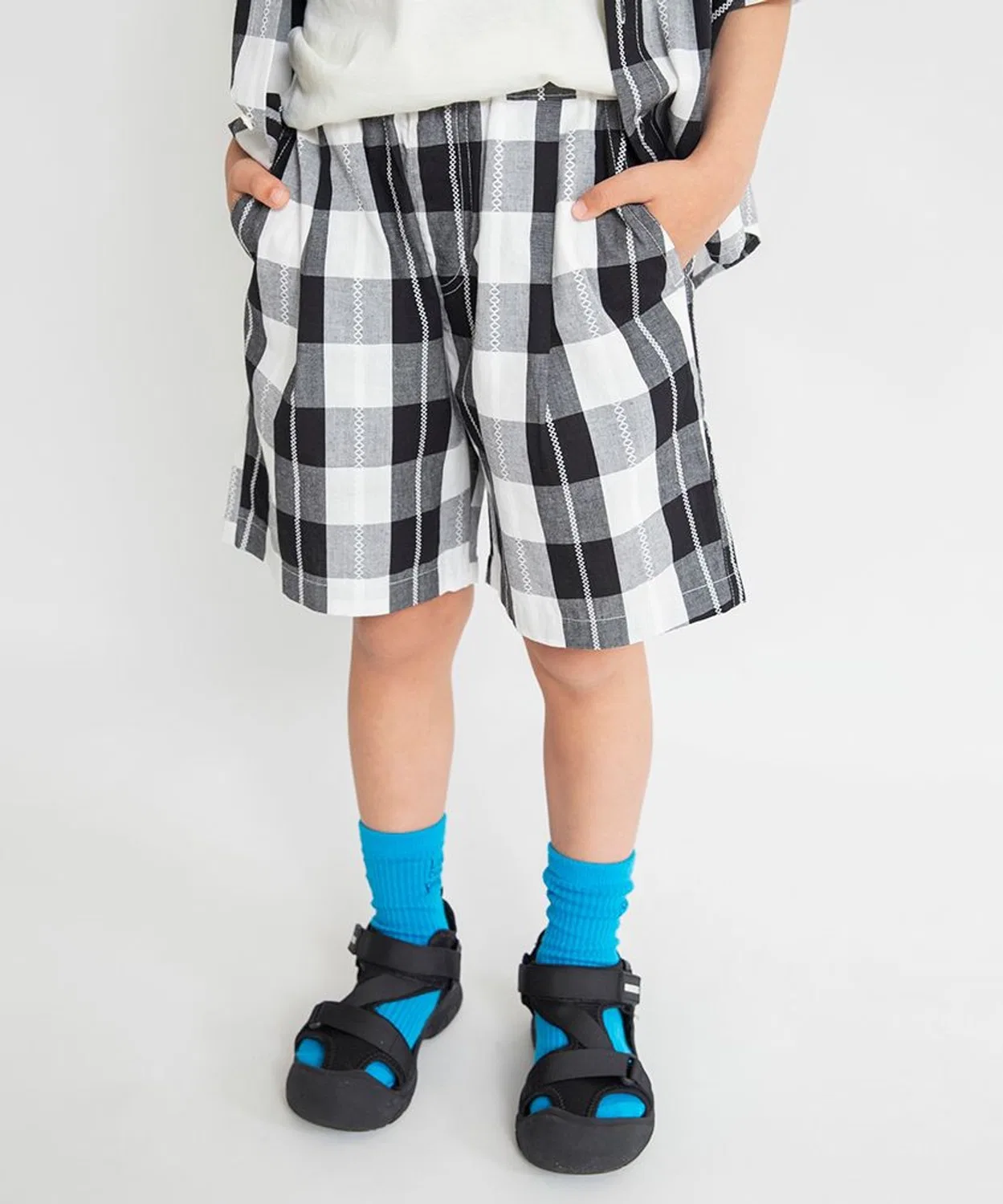 Детские шорты из хлопка с вышивкой Block Check Branshes, Black