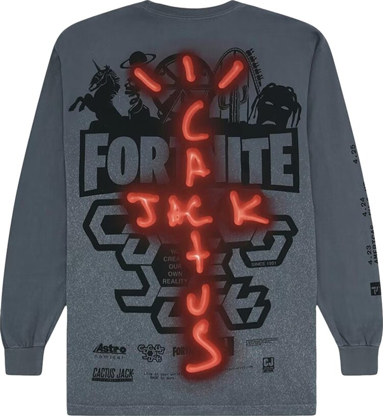 Футболка Cactus Jack by Travis Scott Back Bling Long-Sleeve T-Shirt 'Grey', серый — фото 3
