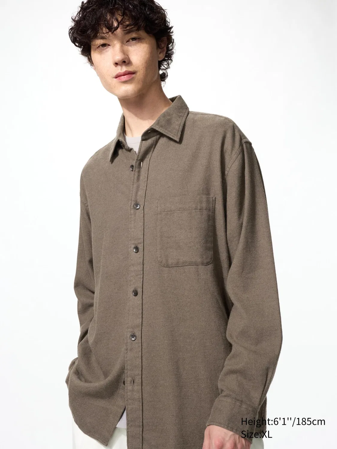 Рубашка фланелевая Uniqlo, мужская, коричневый