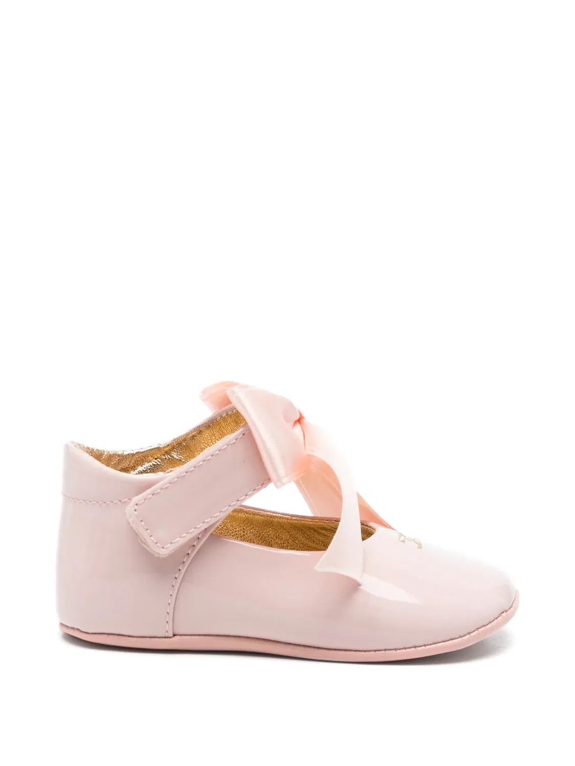 Пинетки из лакированной кожи с бантом Elisabetta Franchi, розовый
