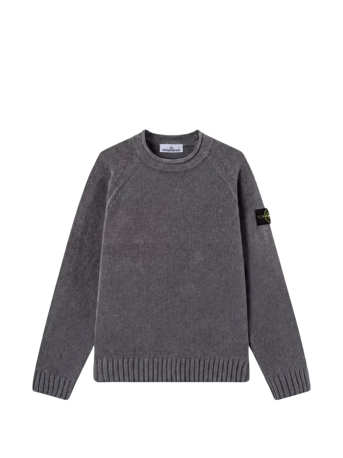 Свитер 5100013 из хлопковой синели с узором «мулине» Stone Island, серый