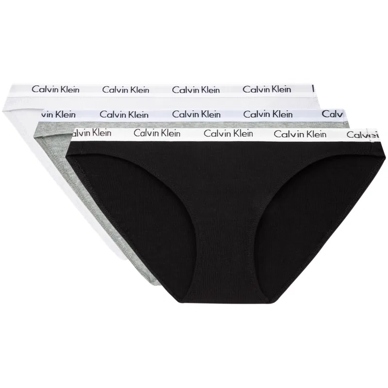 Женские трусы-слипы комплект из 3 штук, Calvin Klein, 6H3-Coconut Gray/Space Black/Moon White