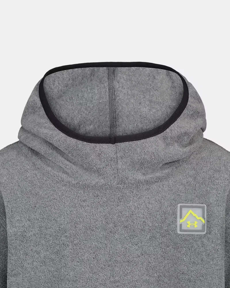 Худи для мальчиков из теплого микрофлиса с карманом-кенгуру Microfleece Hundo UnderArmour, Castlerock/Green Citrine — фото 2