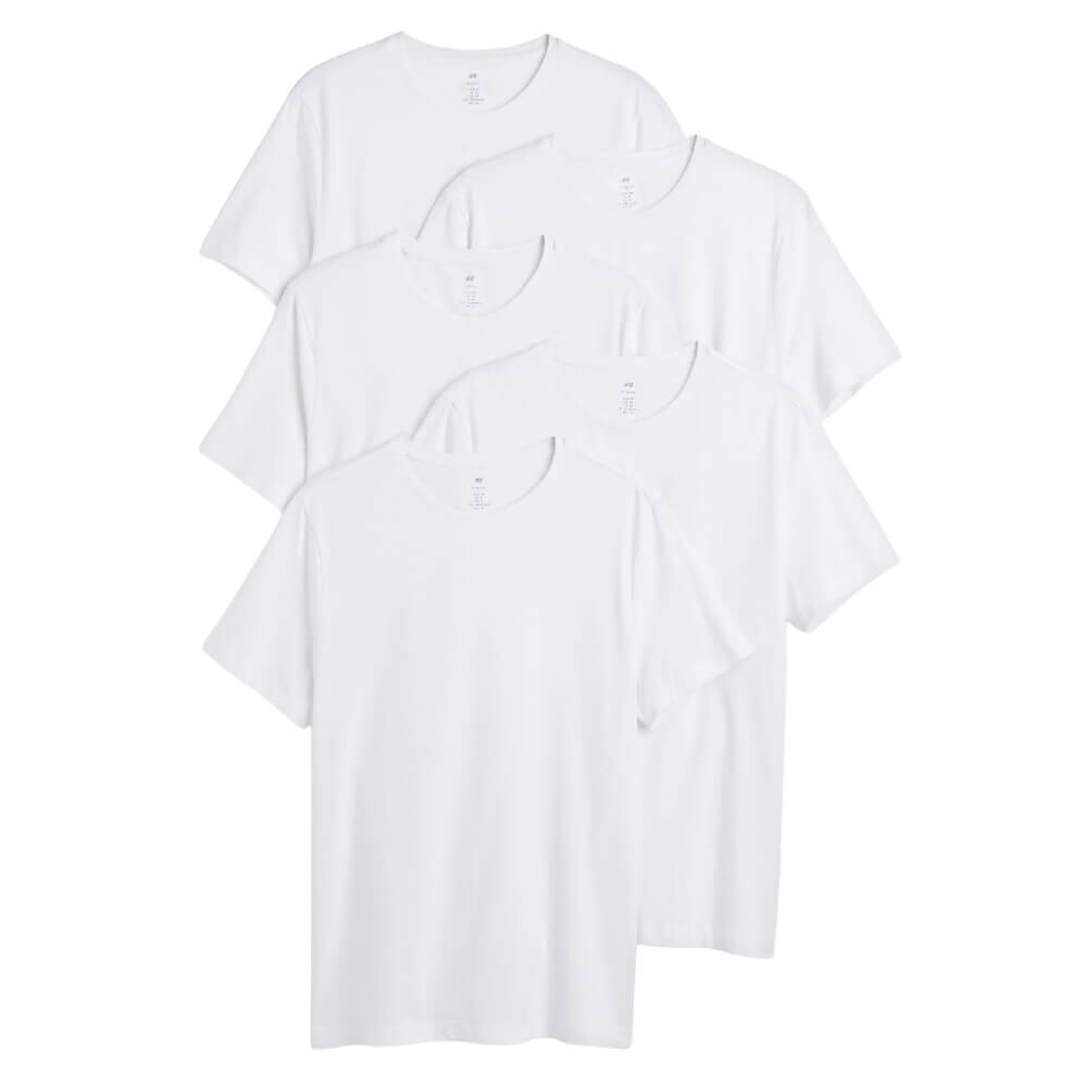 

Комплект футболок H&M Slim Fit, 5 предметов, белый