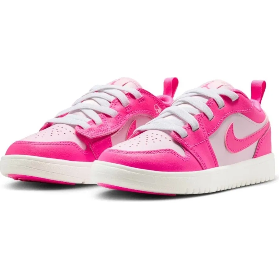 Кроссовки Nike Jordan 1 Low Alt Leather, цвет Pink Foam/Fire Red/White — фото 3