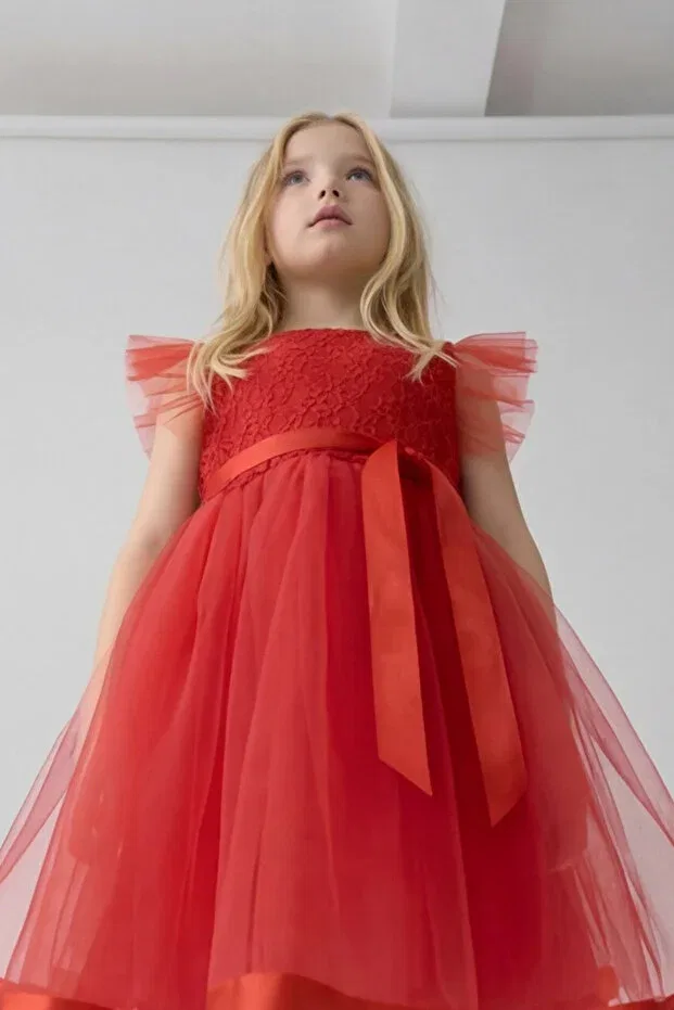 Детское платье для девочек с вышивкой Esila Kids, Red — фото 3