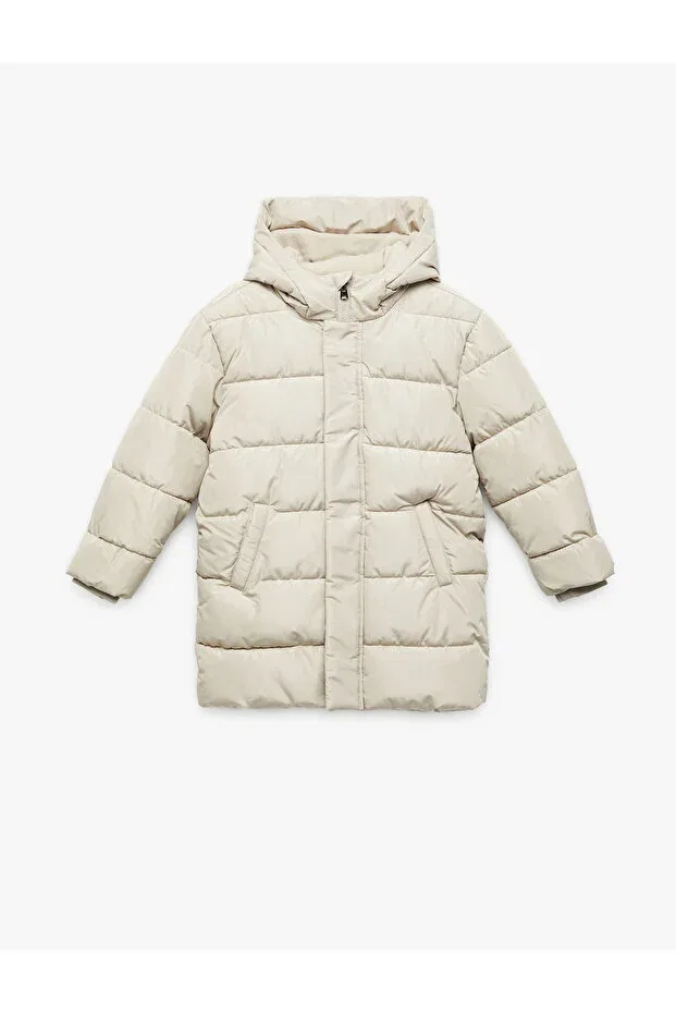 Детское пуховое пальто для девочек с капюшоном Koton, Beige