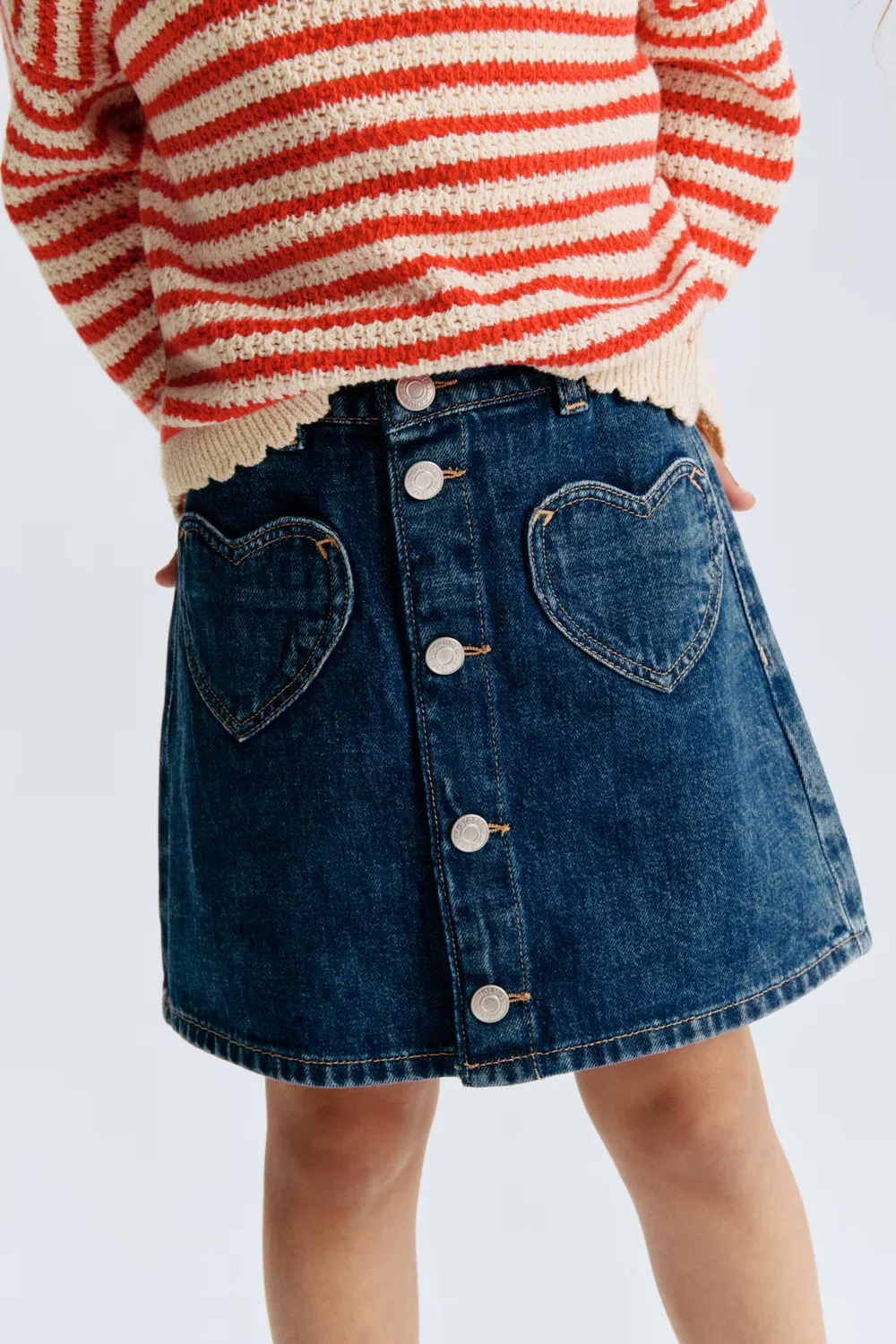 Джинсовая юбка А-силуэта H&M, Denimblau/Herzen — фото 2