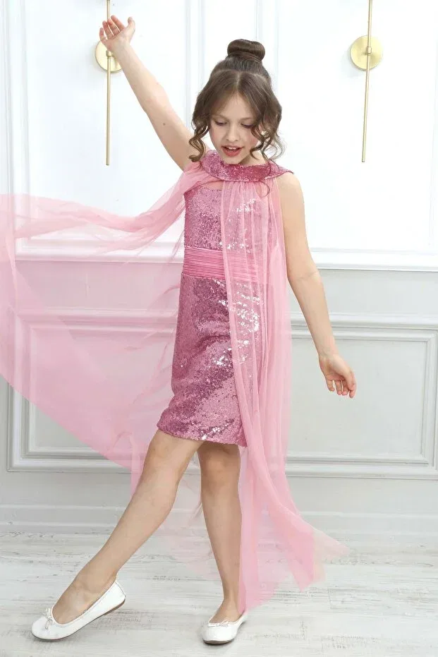 Детское платье для девочек с пайетками Asortik Kids, Candy Pink