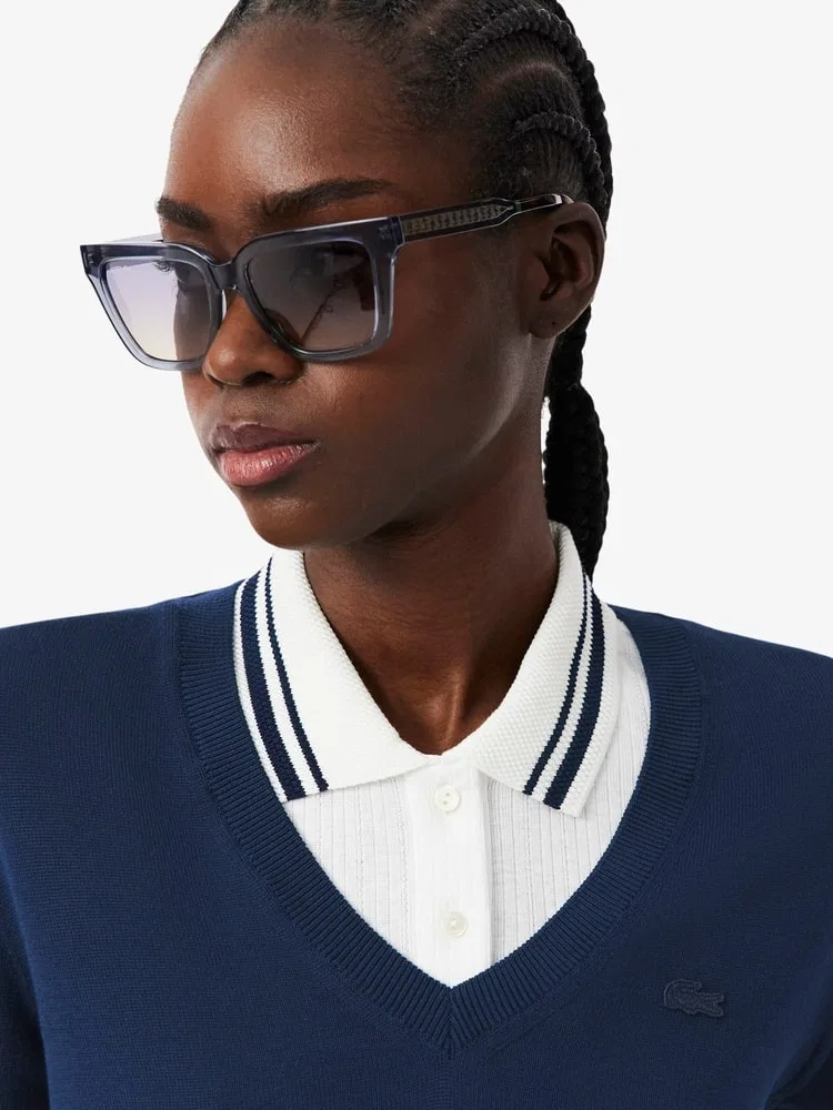 Свитер женский LACOSTE Light Cotton, V-образный вырез, Navy — фото 2