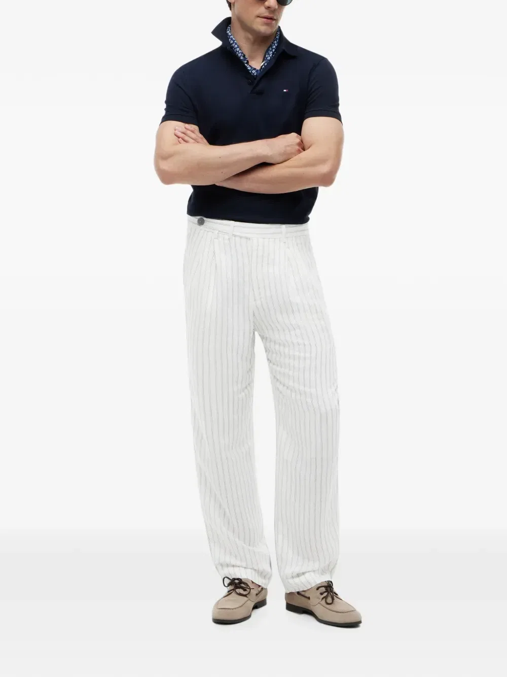 Брюки в тонкую полоску Tommy Hilfiger, белый — фото 2
