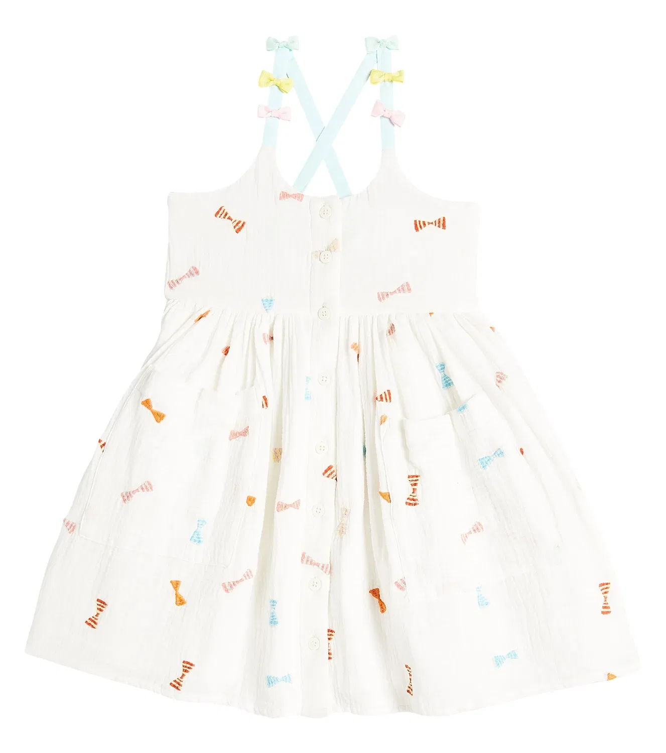 Платье хлопковое с вышивкой Stella Mccartney Kids, белый