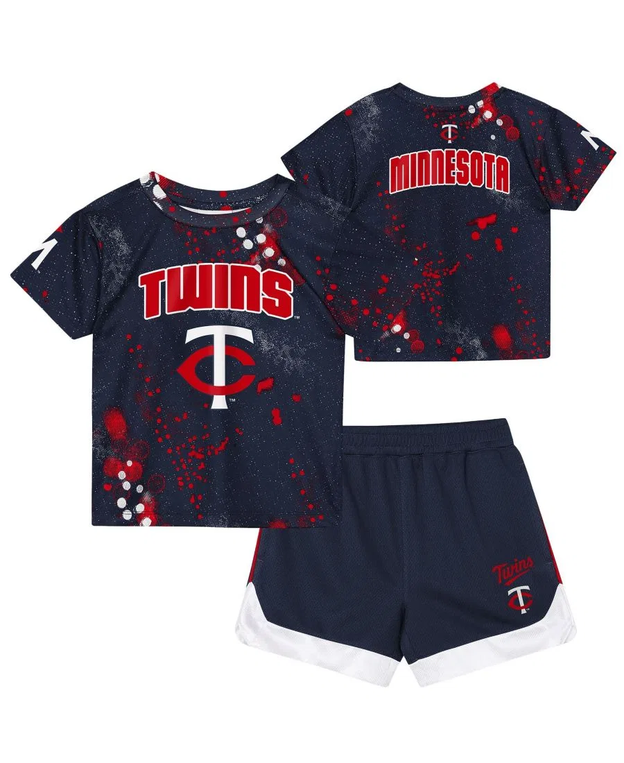 Детский комплект из футболки и шорт с принтом Minnesota Twins Pinch Hitter Outerstuff, Navy