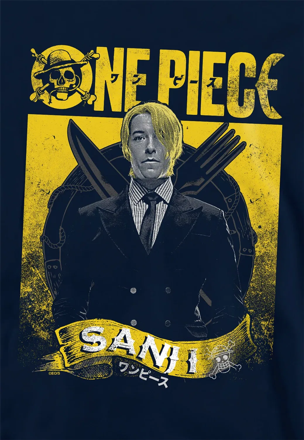 Детский свитшот-худи с портретом Sanji, One Piece, Navy — фото 2