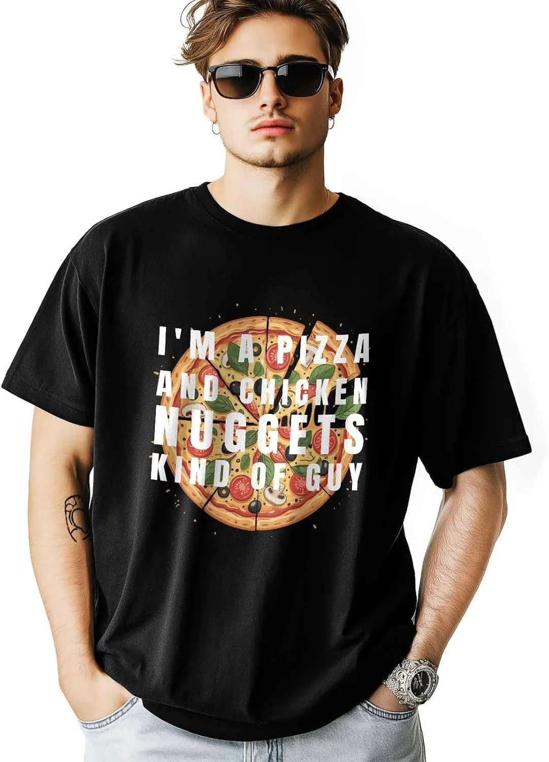 

Футболка мужская Pizza, короткий рукав, классический воротник HELLOWINK