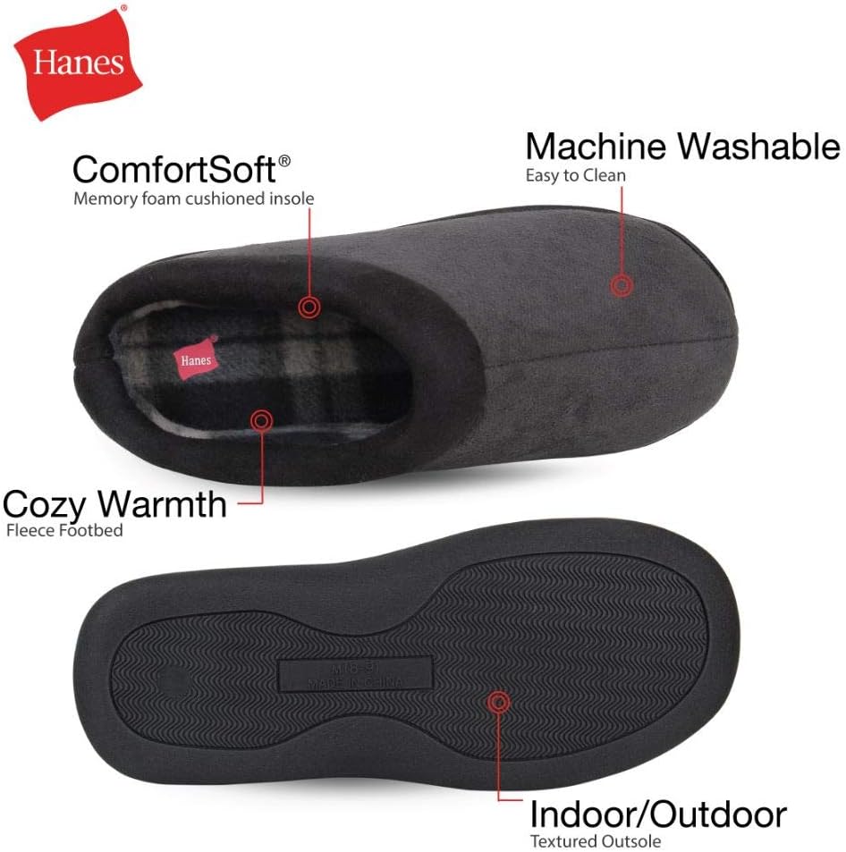 Мужские тапочки Hanes с микрофиброй для дома и улицы на подошве из пены с эффектом памяти, с технологией Fresh IQ, серый — фото 2