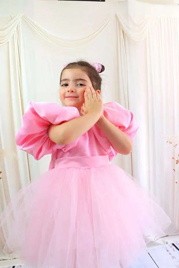 Детское платье для девочек с коротким рукавом Gül Baby, Pink — фото 3