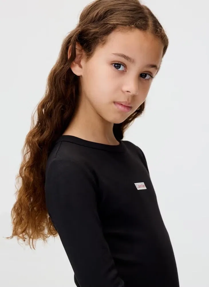 Платье-боди с длинным рукавом Youth Logo Mini Bodycon Calvin Klein Jeans, черный — фото 3