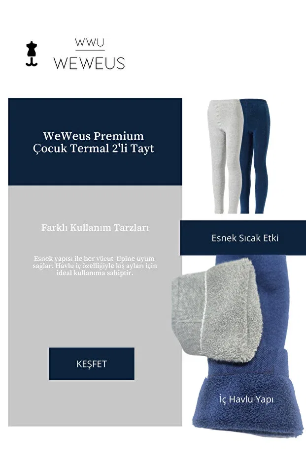 Детский термо-леггинсы 2-предметный комплект Weweus, Navy Blue Gray — фото 2