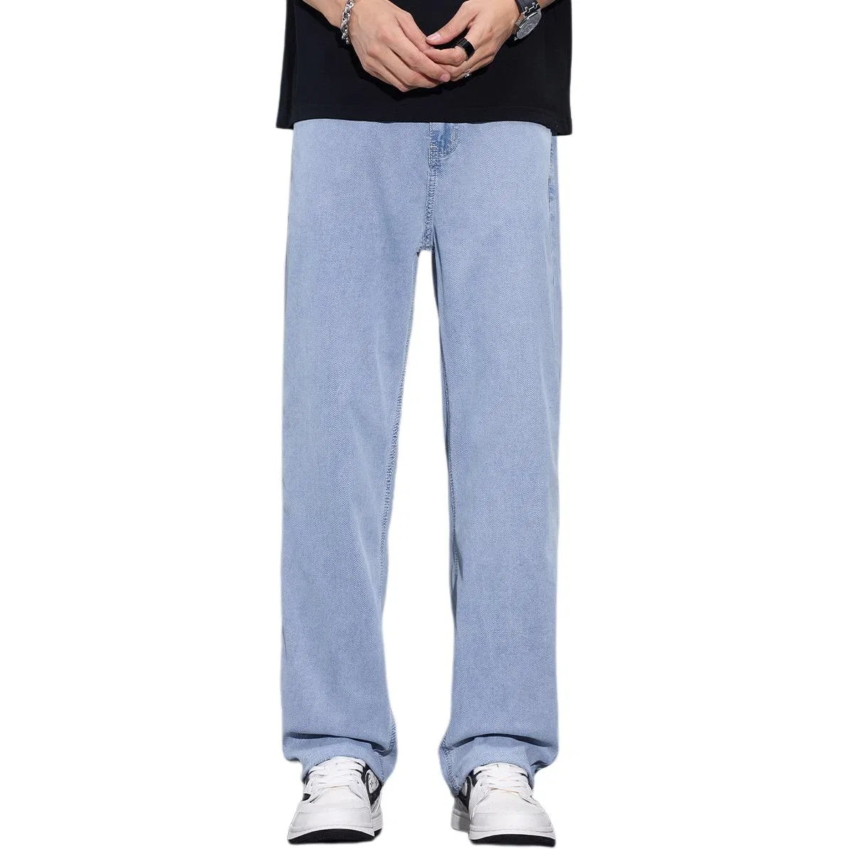 Детские джинсы с широкой штаниной Tonlion, Light Blue — фото 3