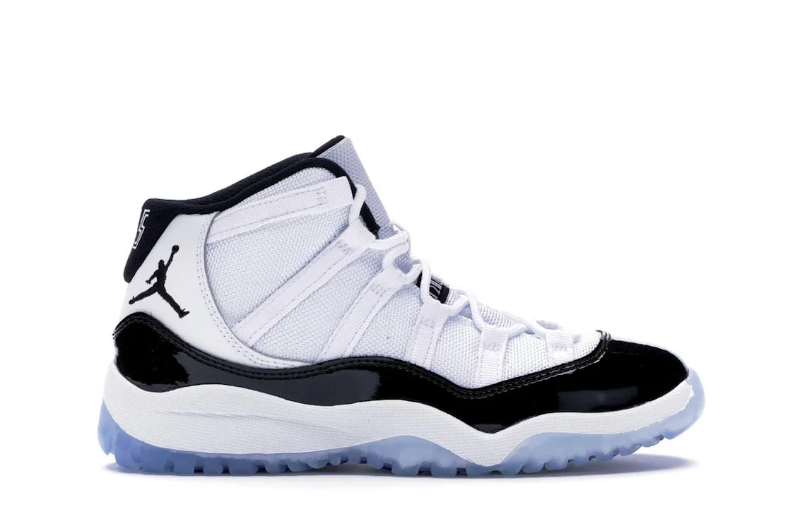 Детские кроссовки с верхом из патентированной кожи и сетки Jordan 11 Retro Jordan, White/Black-Concord
