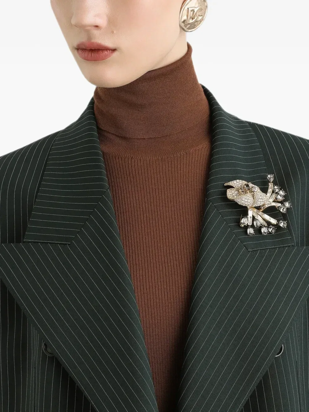 Однобортный пиджак Linda в тонкую полоску DOLCE & GABBANA, серый — фото 4