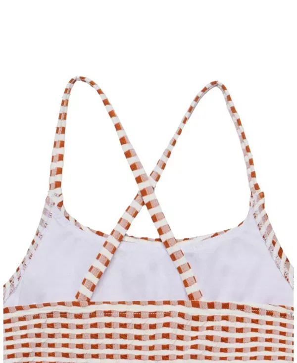 Детский купальник для девочек с перекрестными бретелями Forever Gingham Gottex Kids, коричневый — фото 3