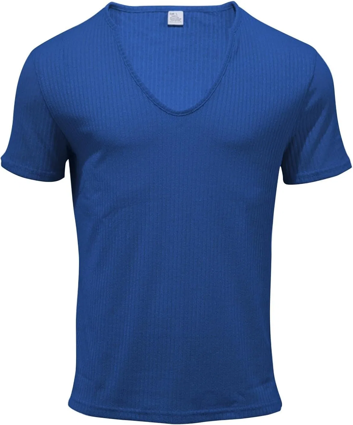 Мужская футболка с глубоким V-образным вырезом, Ribbed, Blue — фото 2