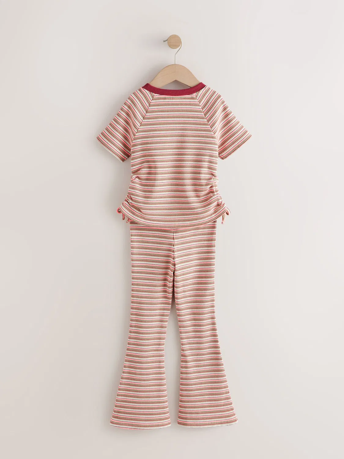 Комплект из футболки и брюк клеш, полоска, 3-16 лет Next, Pink Multi Stripe — фото 2