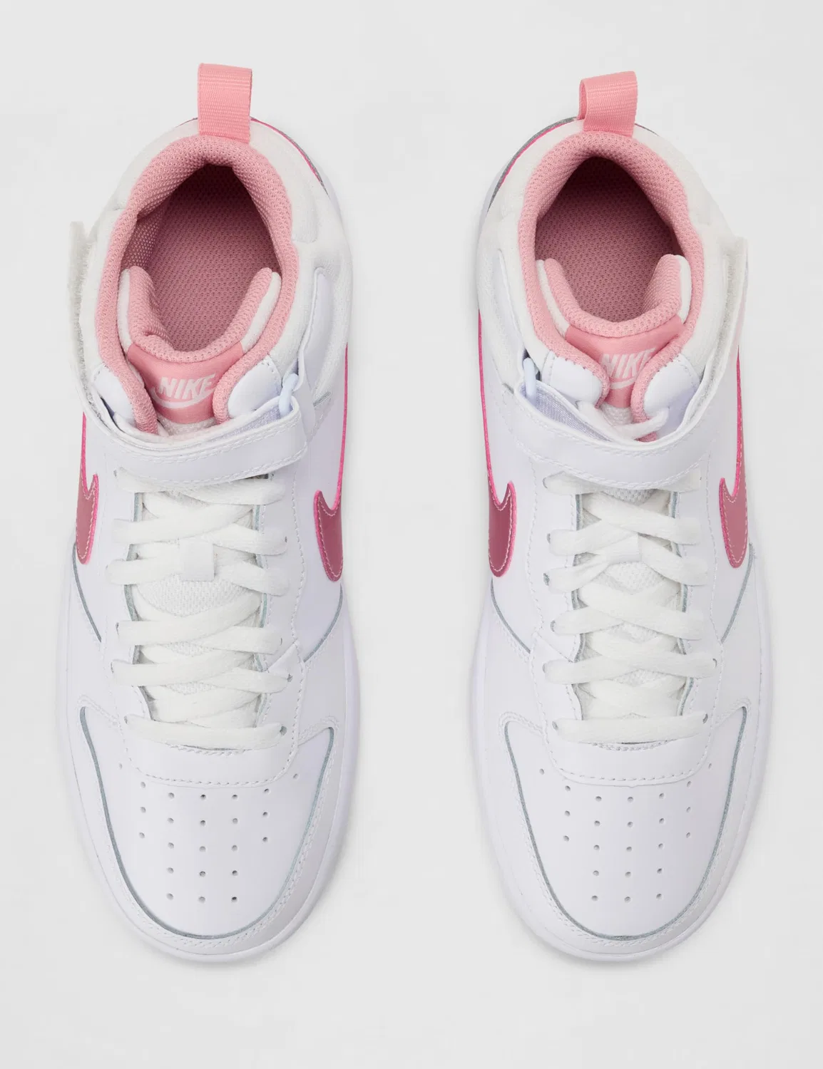 Детские кроссовки для мальчиков с кожаным верхом NIKE Court Borough Mid 2 NIKE, White Pink Glaze — фото 4