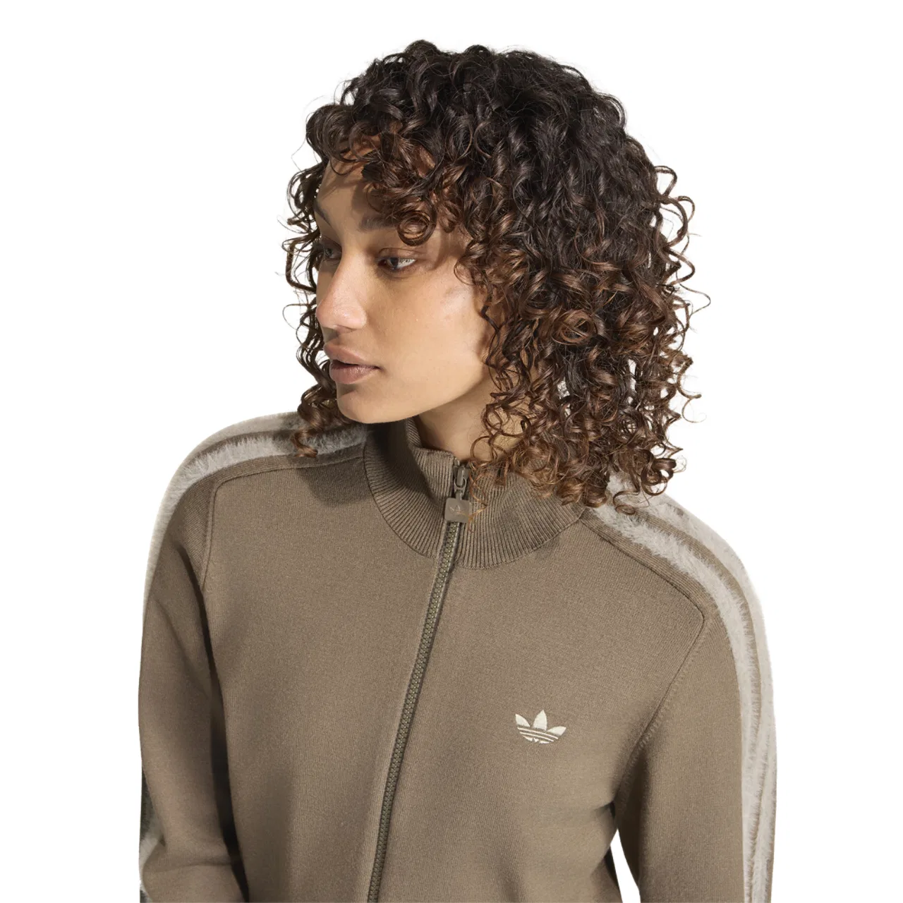 Женская куртка-трек приталенного кроя из вискозного трикотажа Adidas Originals Firebird Knit Track Top, Branch/Silver Pebble — фото 3