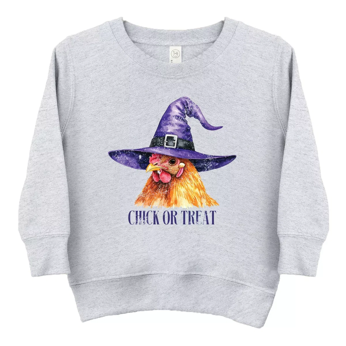 Детский свитшот для девочек с принтом Chick Or Treat Watercolor Distressed The Juniper Shop, Heather Grey — фото 2