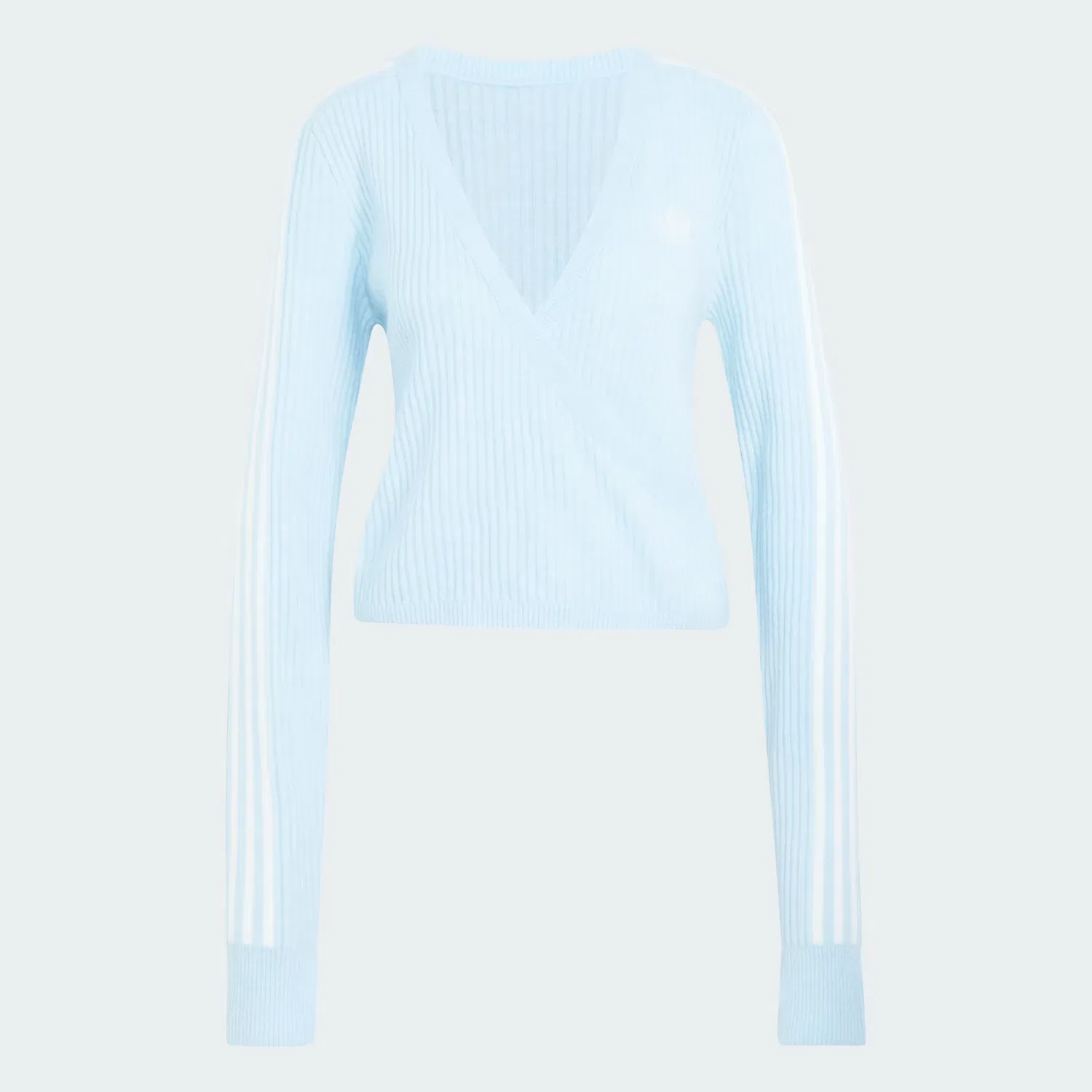 Женский вязаный кардиган оверсайз с запахом модели Knitted Wrap Around Cardigan Adidas Originals, Wonder Blue — фото 3