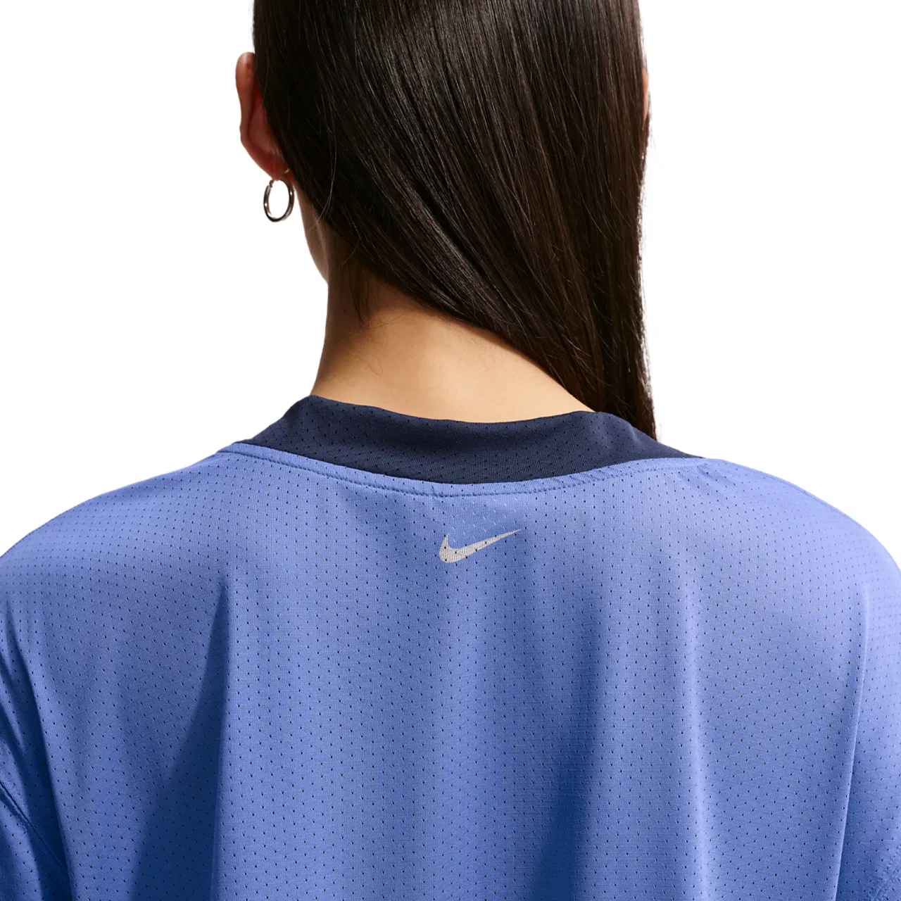 Женская джерси Nike NSW Cropped Jersey, цвет Midnight Navy/Lt Medium Blue/Chalk — фото 2