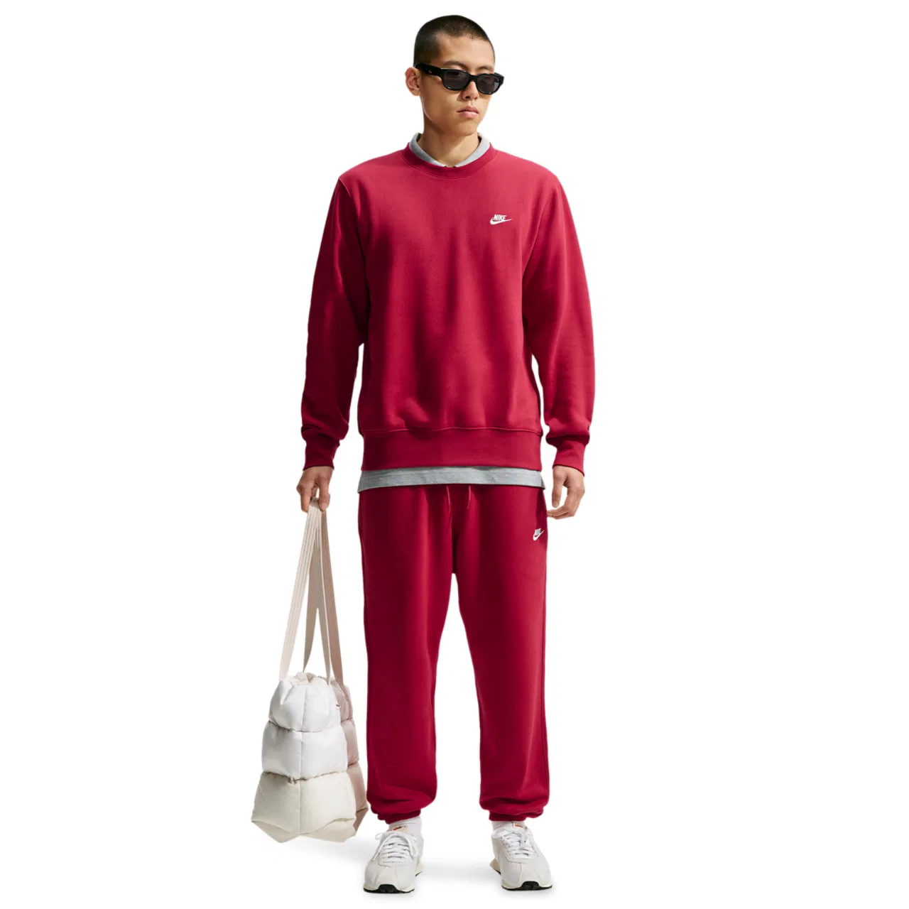 Мужской свитшот из смеси хлопка и полиэстера Club Crew Nike, Tough Red/White — фото 3
