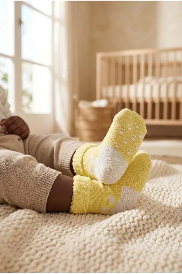 Детские носки для новорожденных с принтом Paw Socks Katia&Bony, Yellow