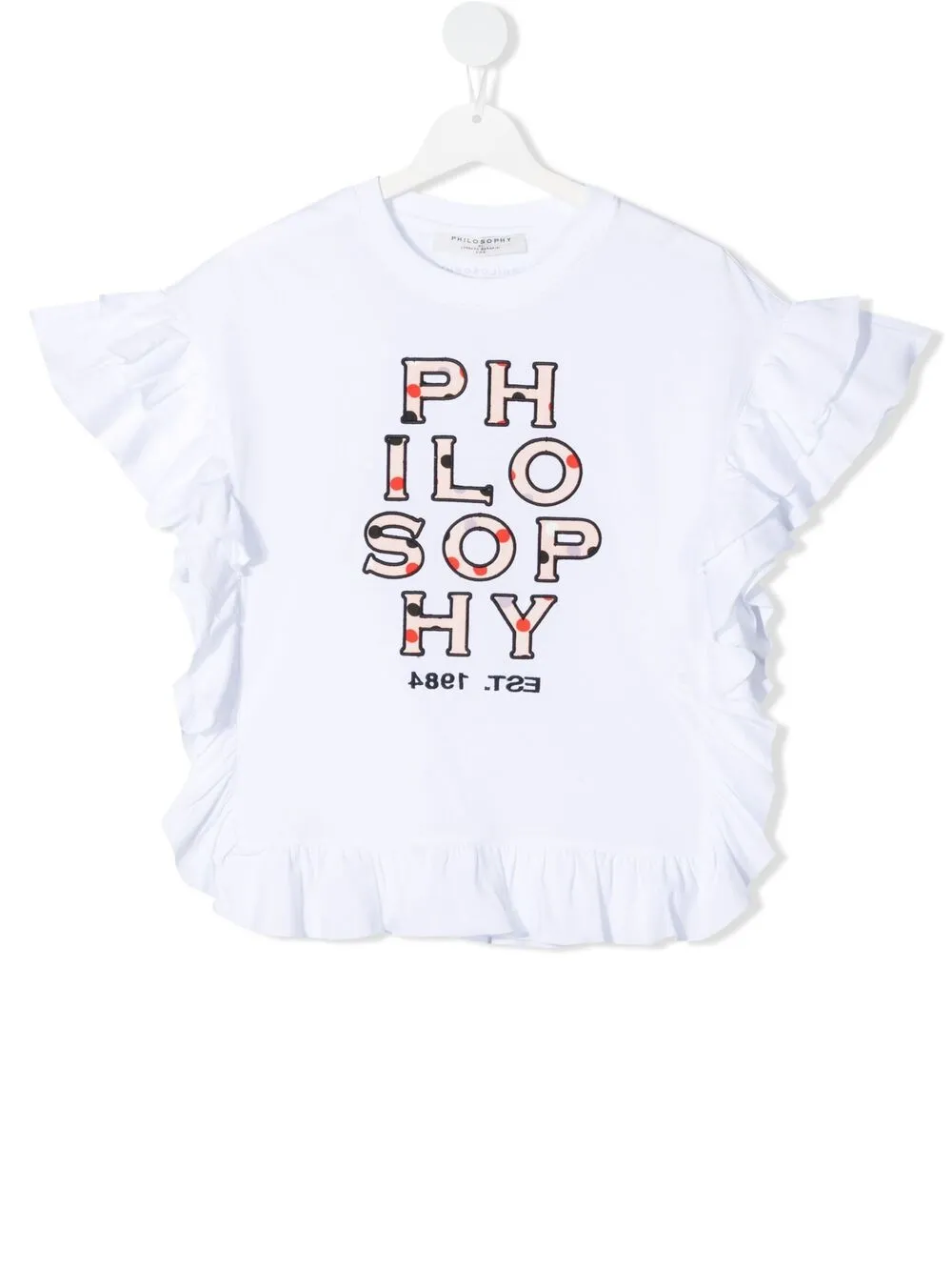 

Футболка с вышитым логотипом и оборками Philosophy Di Lorenzo Serafini Kids, белый