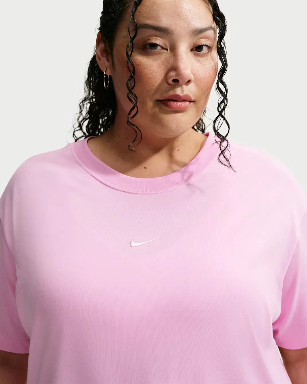 Женская футболка оверсайз с коротким рукавом (большие размеры) Nike Sportswear Classic, Pink Rise/Sail — фото 3