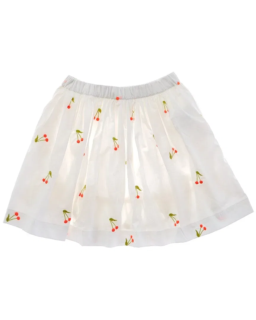 Детская юбка с вышивкой вишни Bonpoint, White