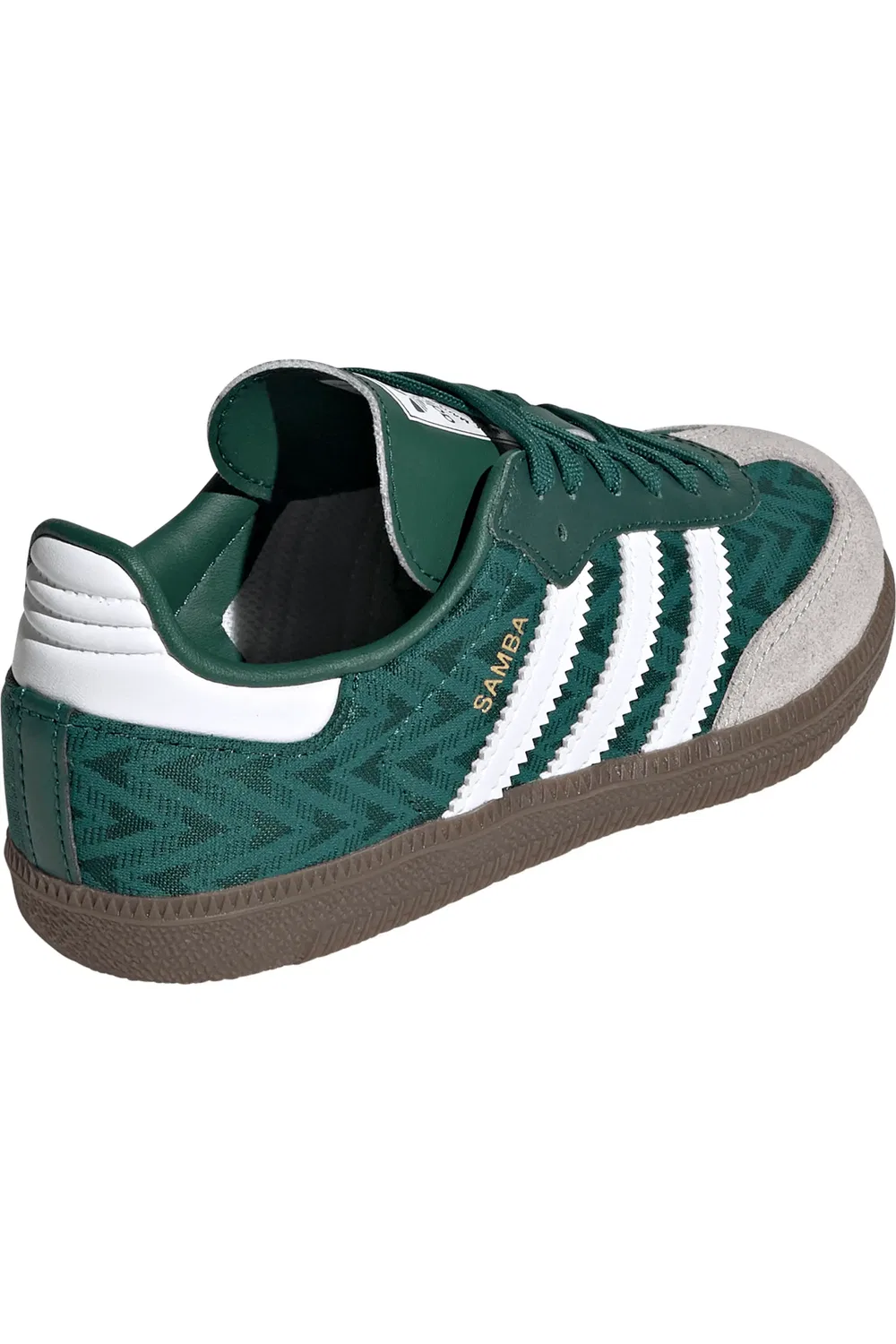 Детские кроссовки футбольные Samba OG adidas, Green/White/Gum — фото 2