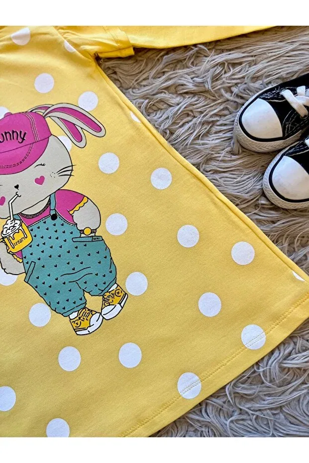 Детское платье для девочек хлопковое Polka dot bunny bunny seasonal girl's dress Enes Baby, Yellow — фото 2